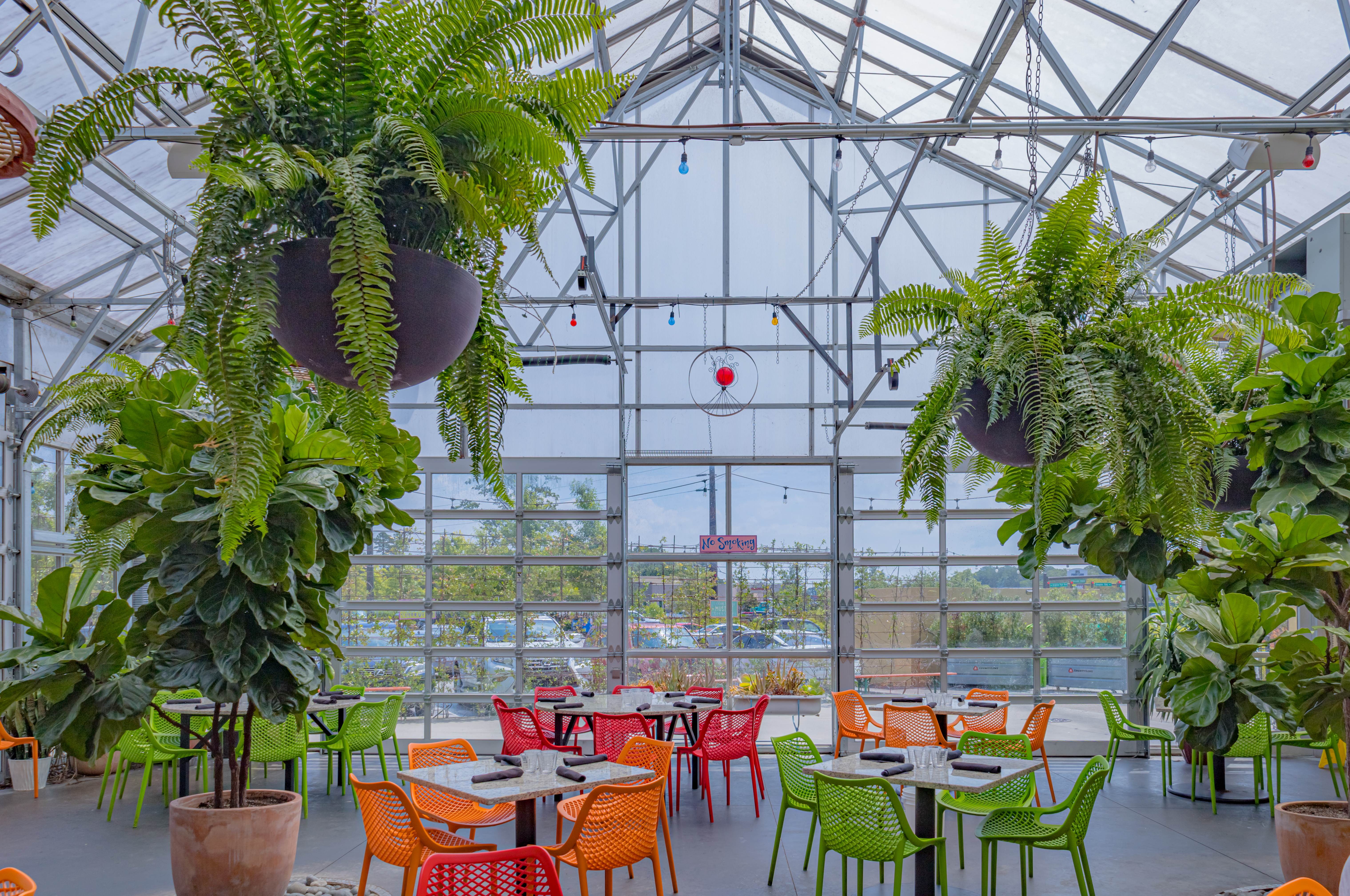 a room with tables and chairs