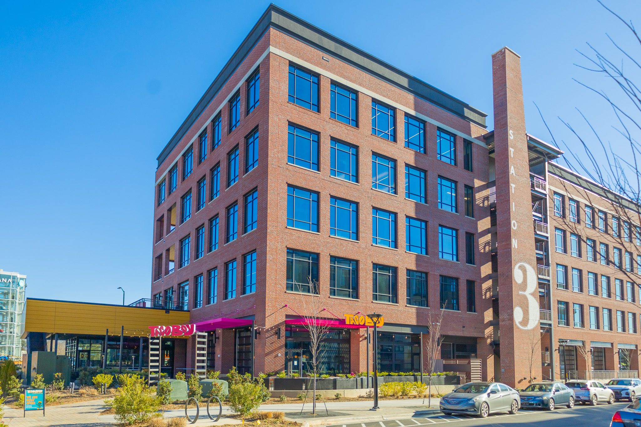 a tall building in a city