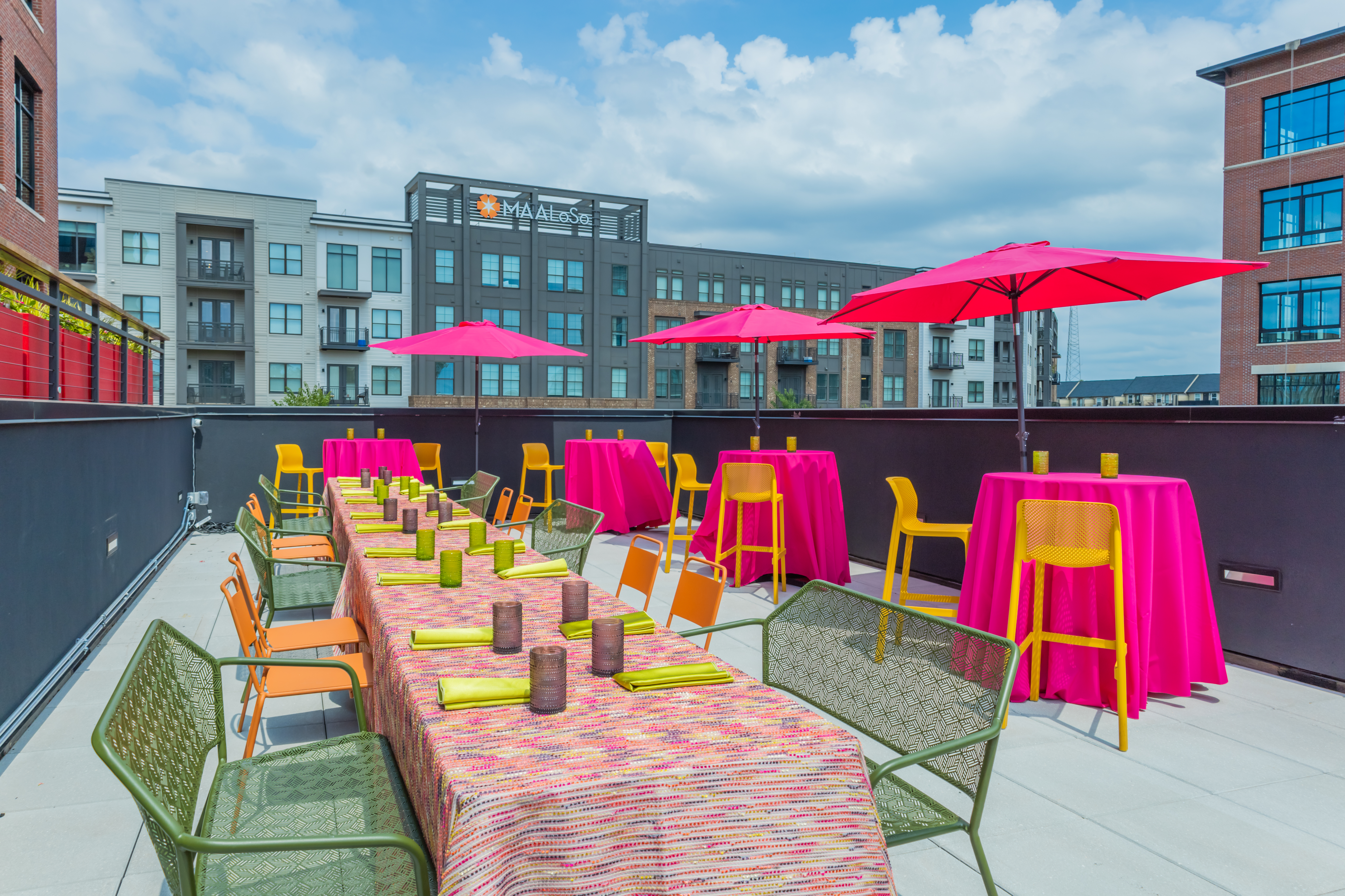 a chair sitting in front of a building