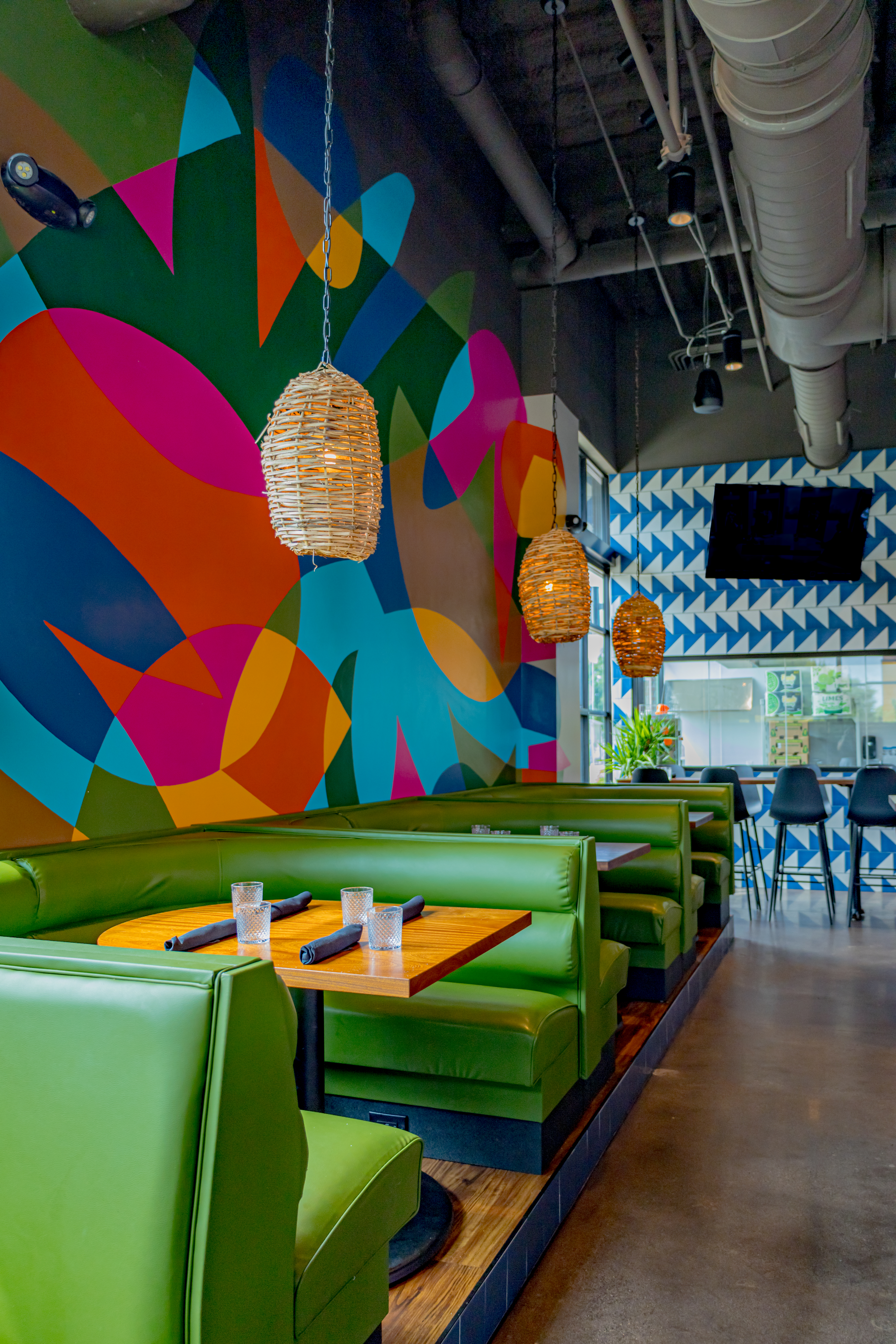 a close up of a green room