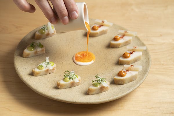 smoked black cod sliced sashimi style