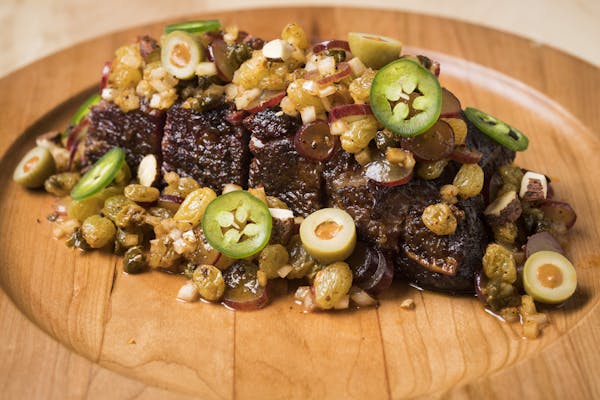 short rib confit with picadillo and potatoes