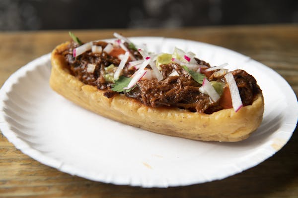 chalupa with red chile pork