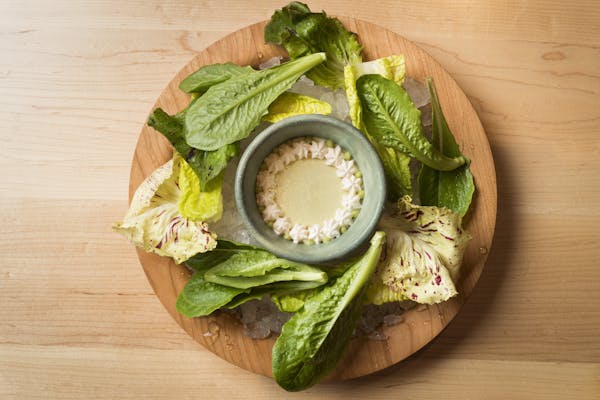lettuce leaves with verde mousseline