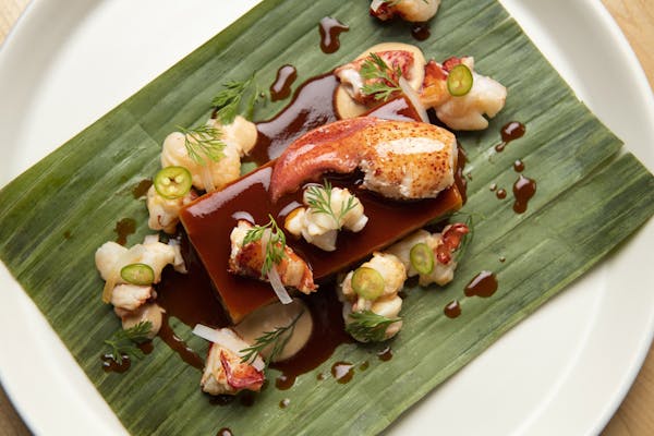 lobster over tamal colado