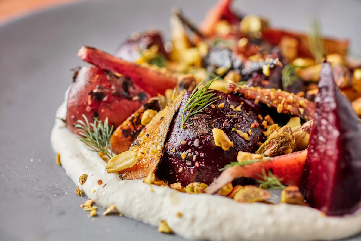 a close up of food on a plate