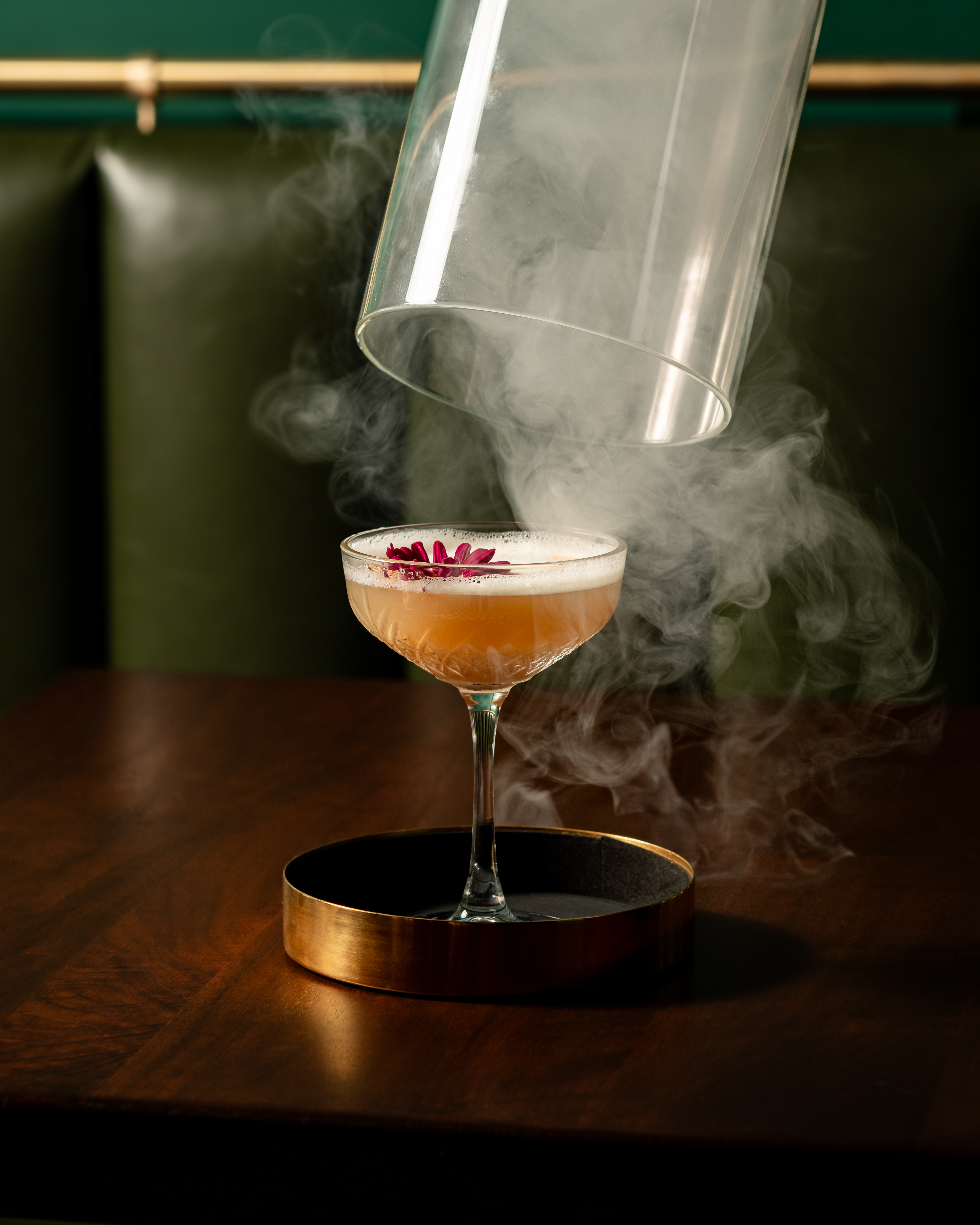 a glass bowl on a table