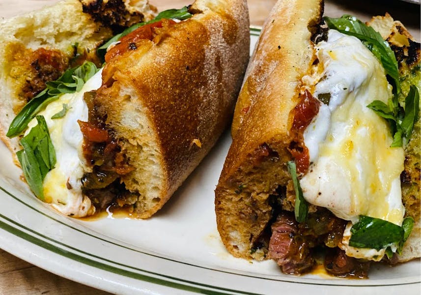 STEAK PIZZAIOLA SANDWICH Antique Bar & Bakery Restaurant in Hoboken, NJ