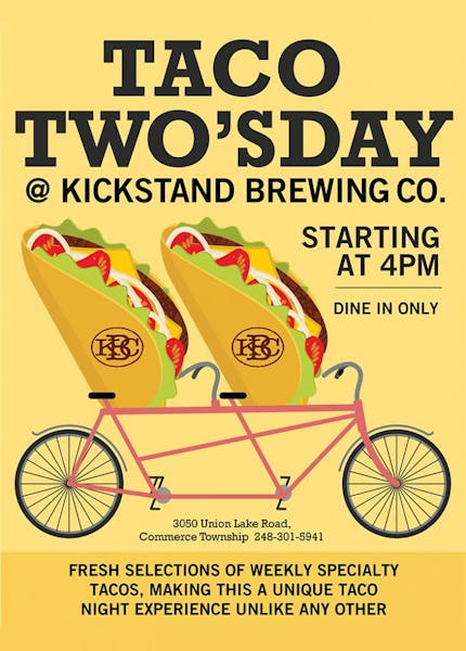 Taco Two'sday Kickstand Brewing Co. Microbrewery and restaurant in