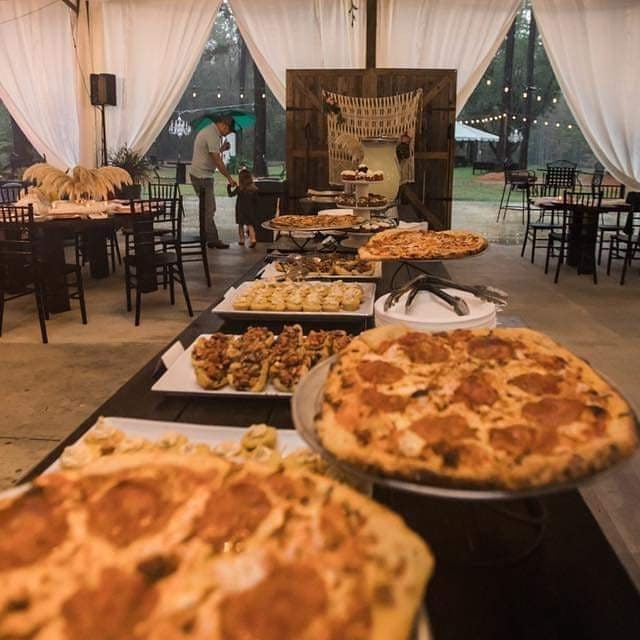 a pizza sitting on top of a table