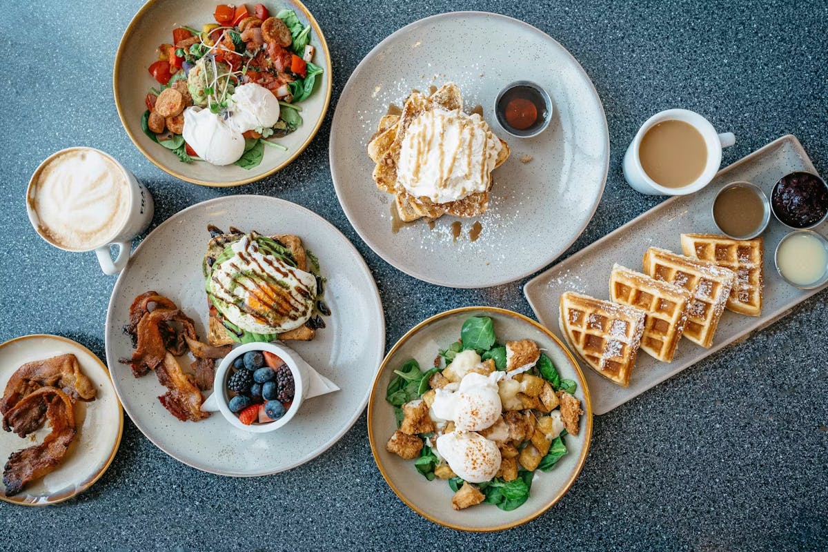 a bunch of food sitting on a table