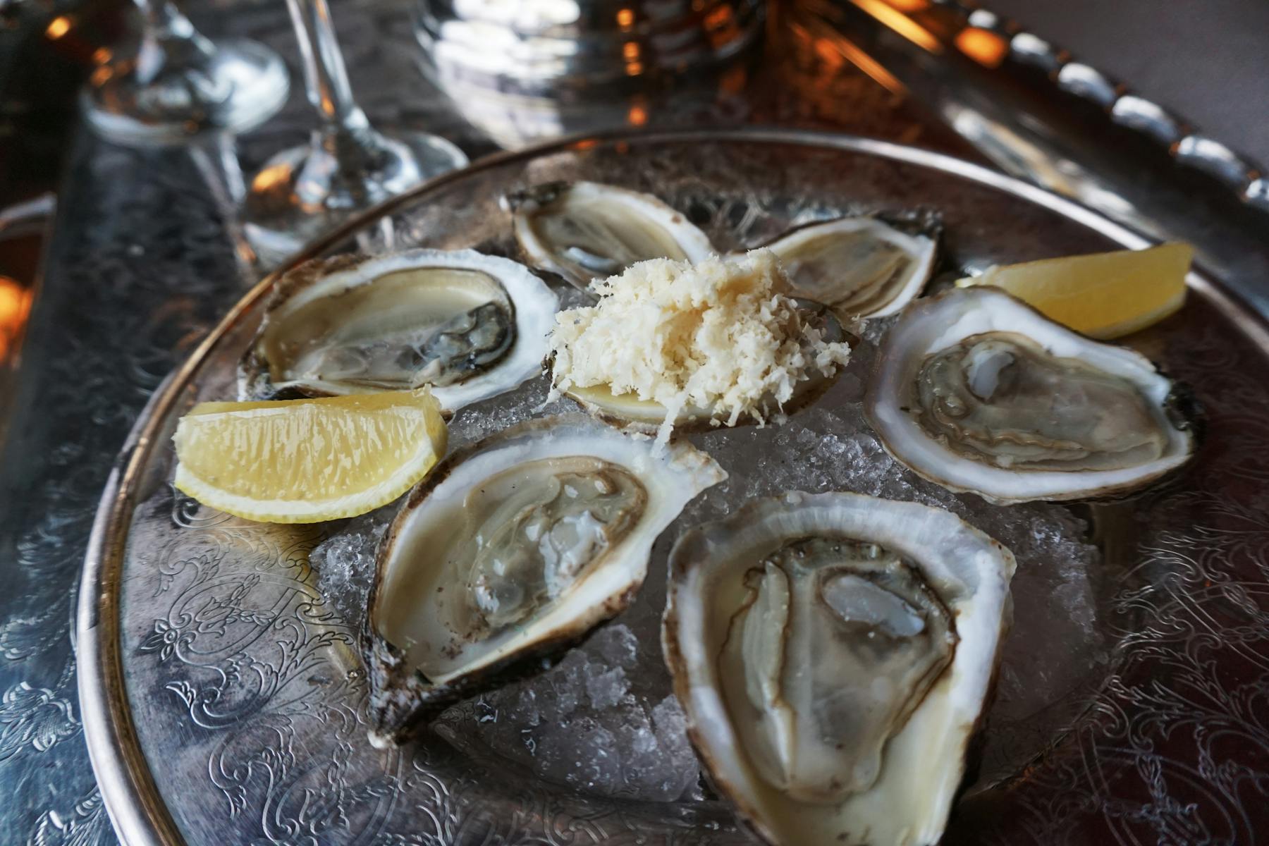 a close up of a plate of seafood