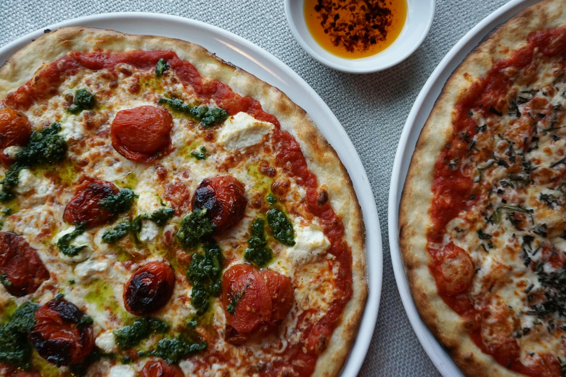 a pizza sitting on top of a table
