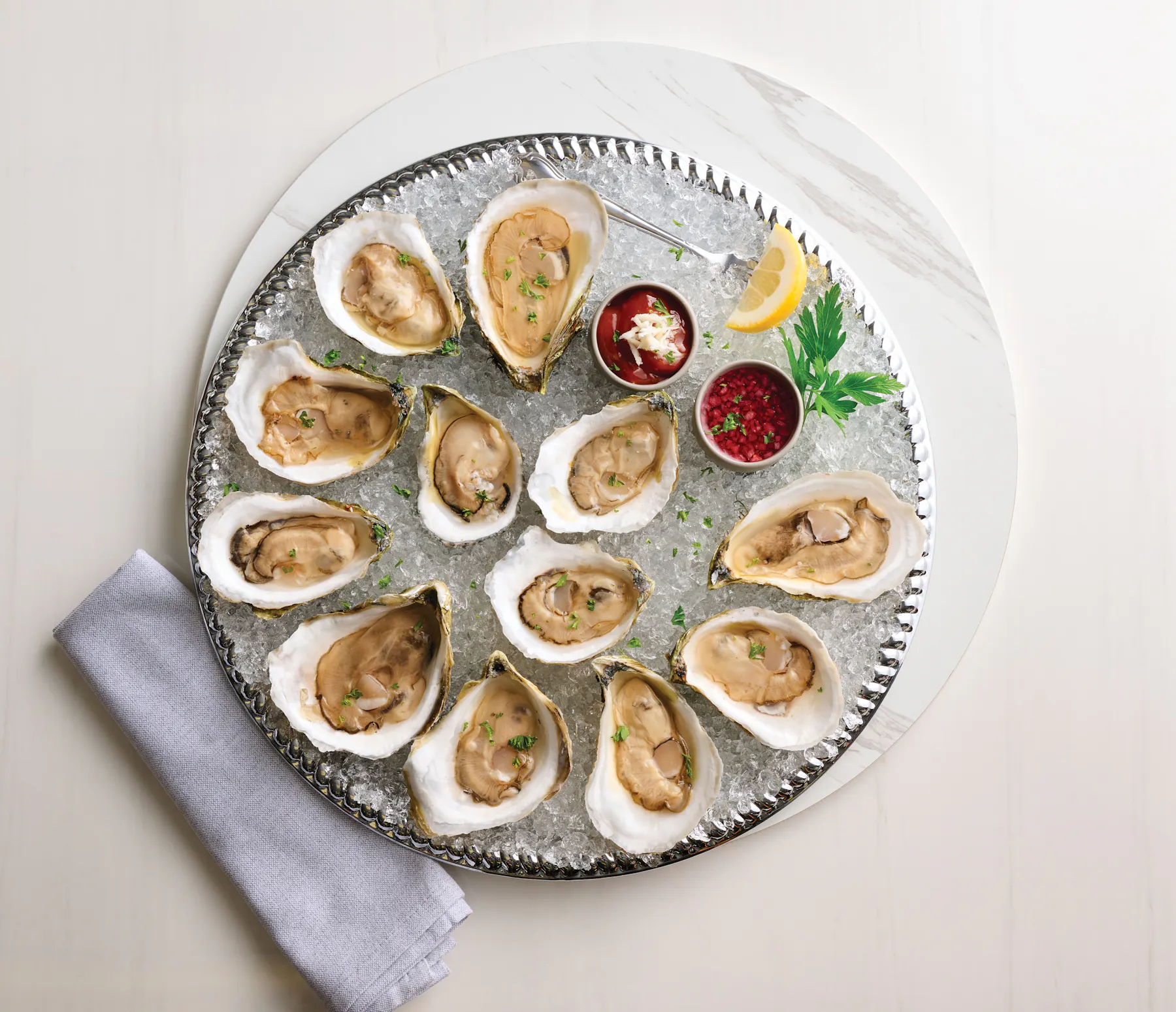 Fresh oysters on the half shell at The Oceanaire Seafood Room