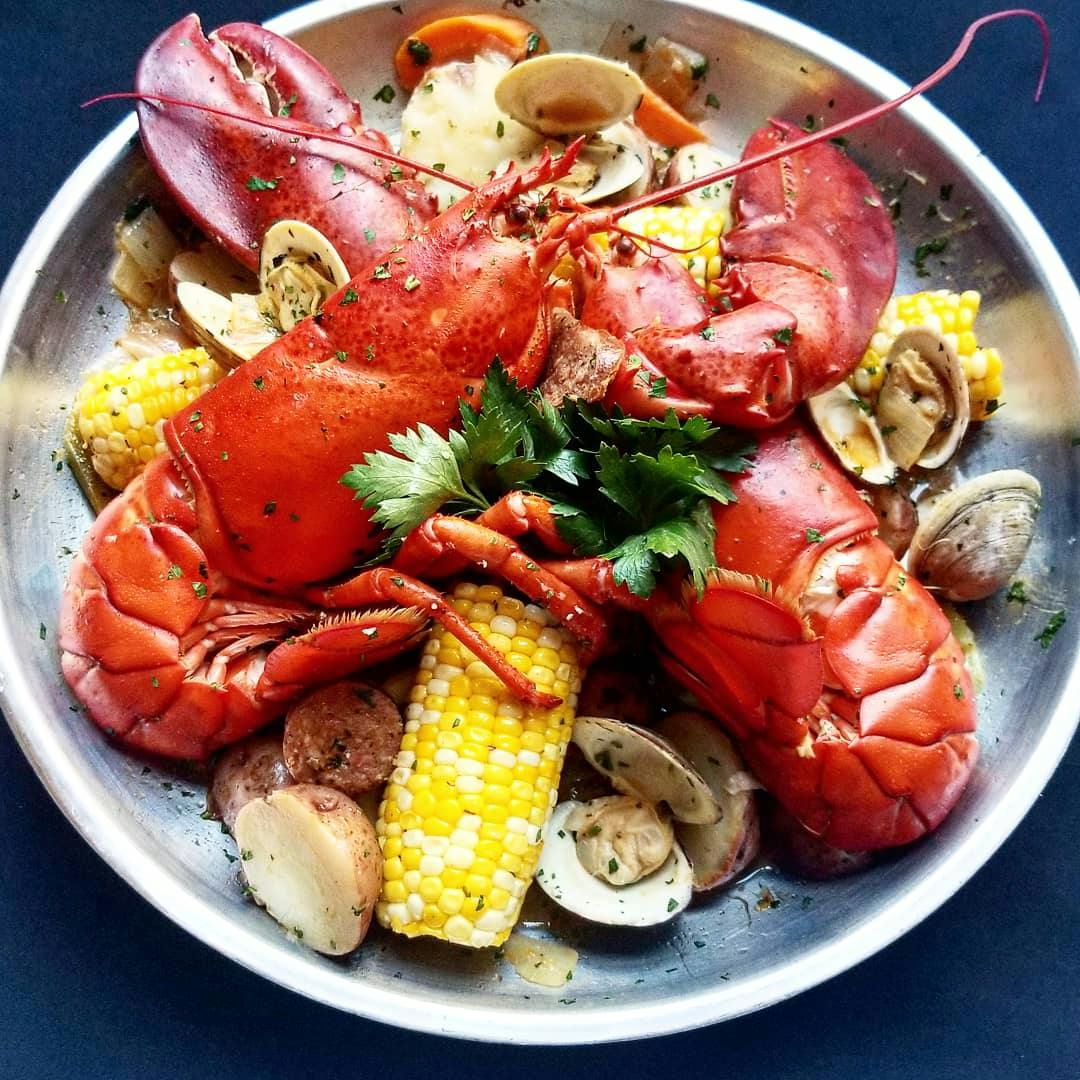 a plate full of food