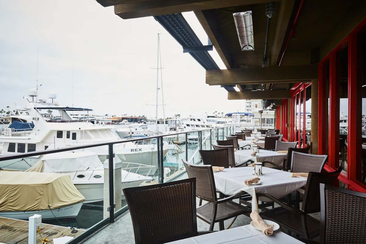 Rusty Pelican patio seating Spring Break