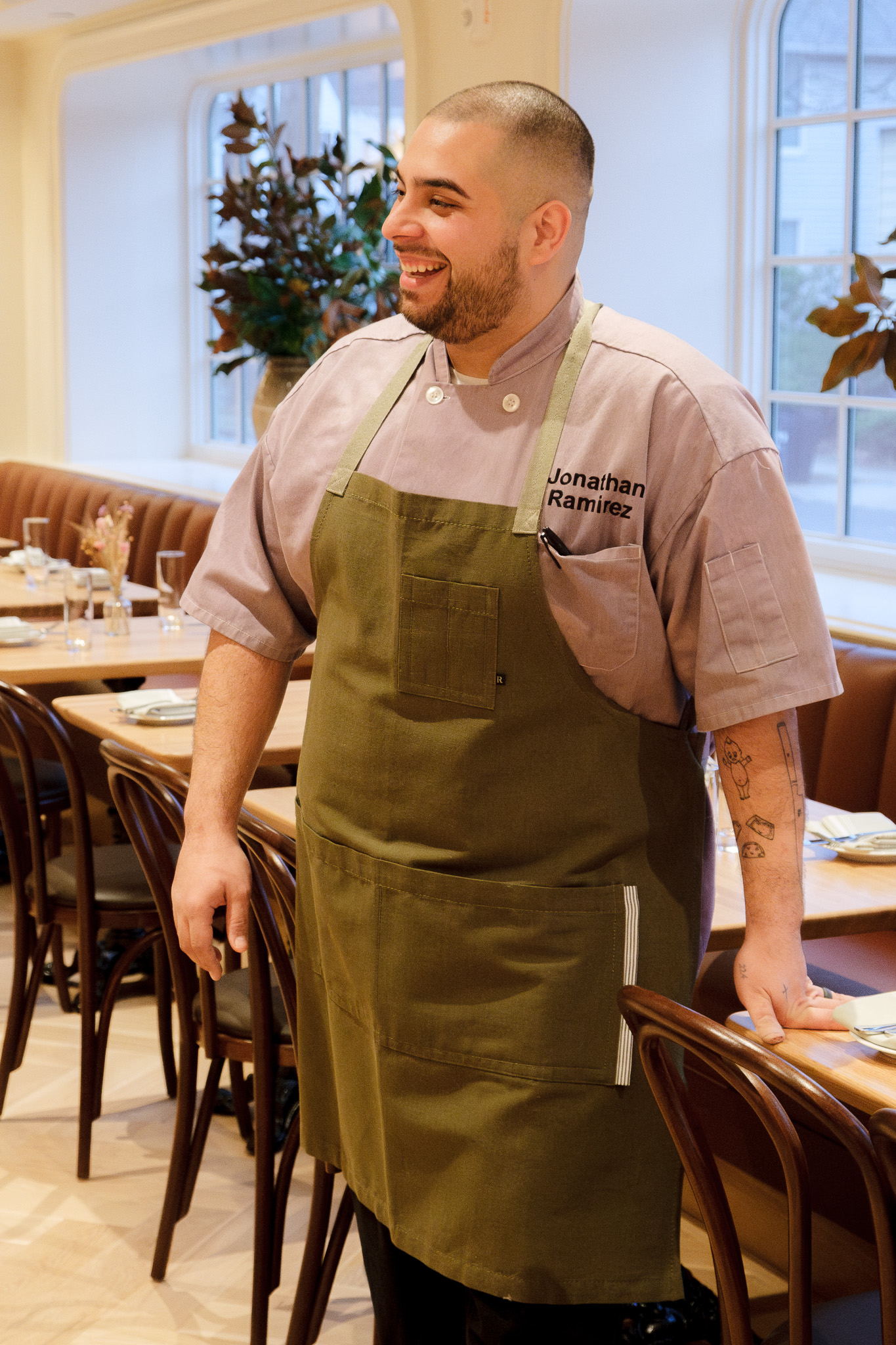 a man standing on a table