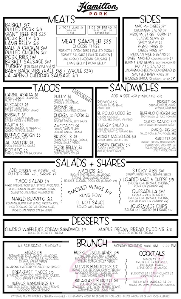 Menus Hamilton Pork