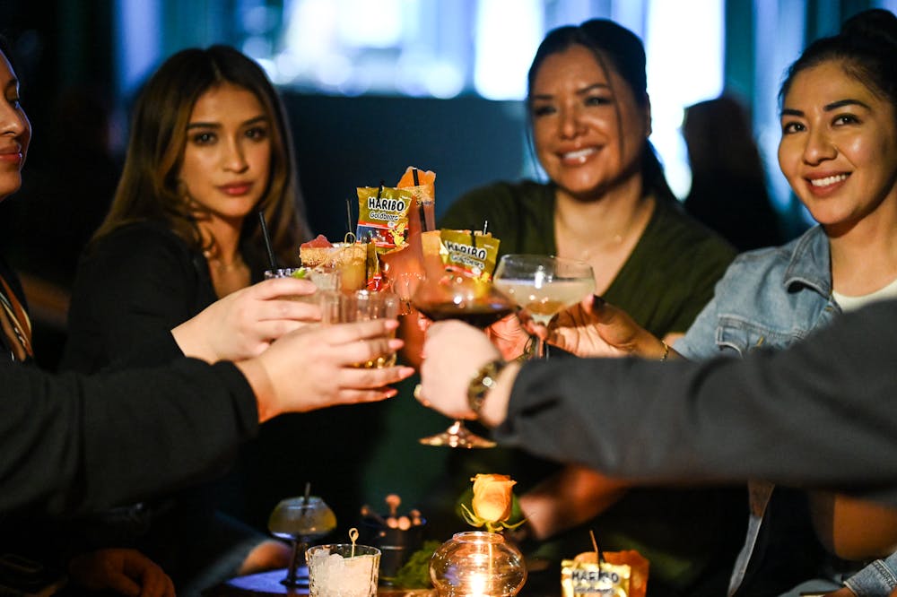 group of ladies enjoying the 3 little bears cocktails at Easys Las Vegas Spekeasy