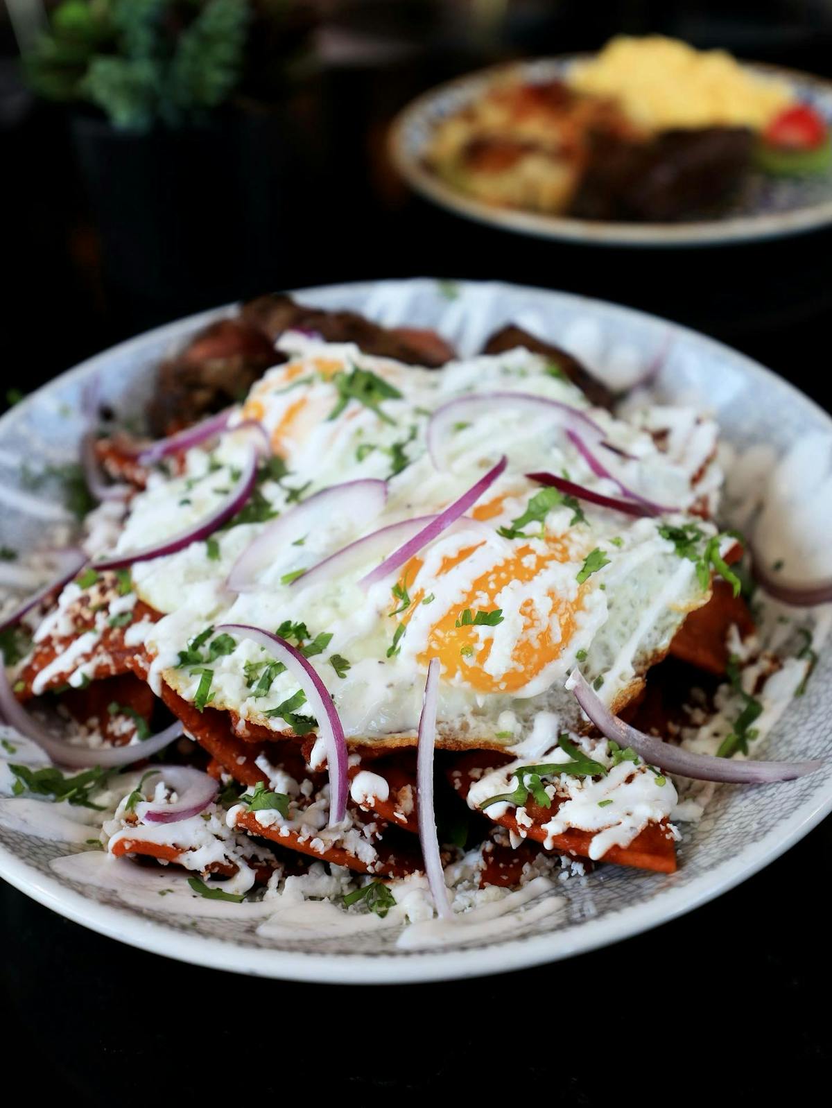 a close up of a plate of food on a table