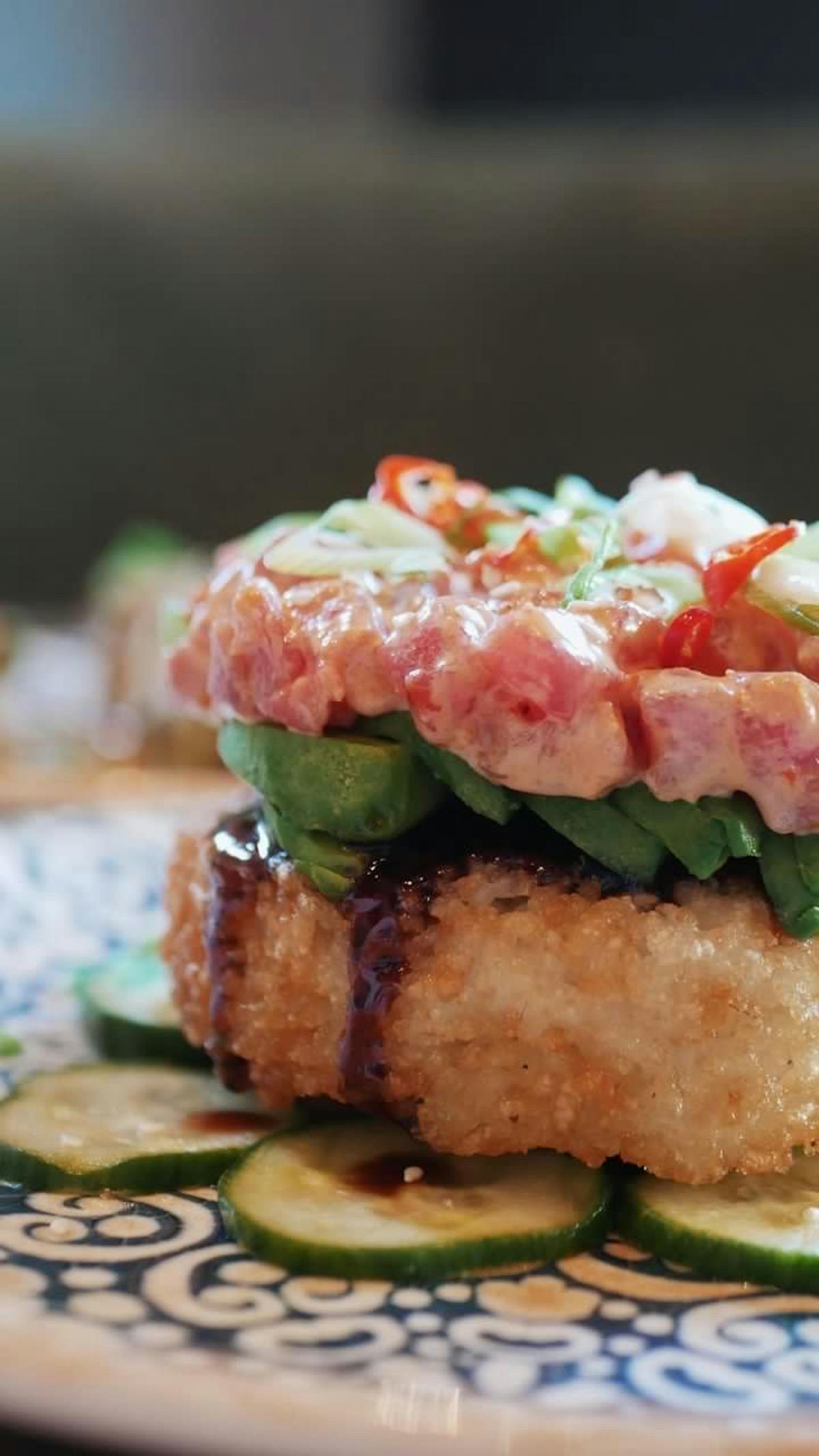 a close up of food on a plate