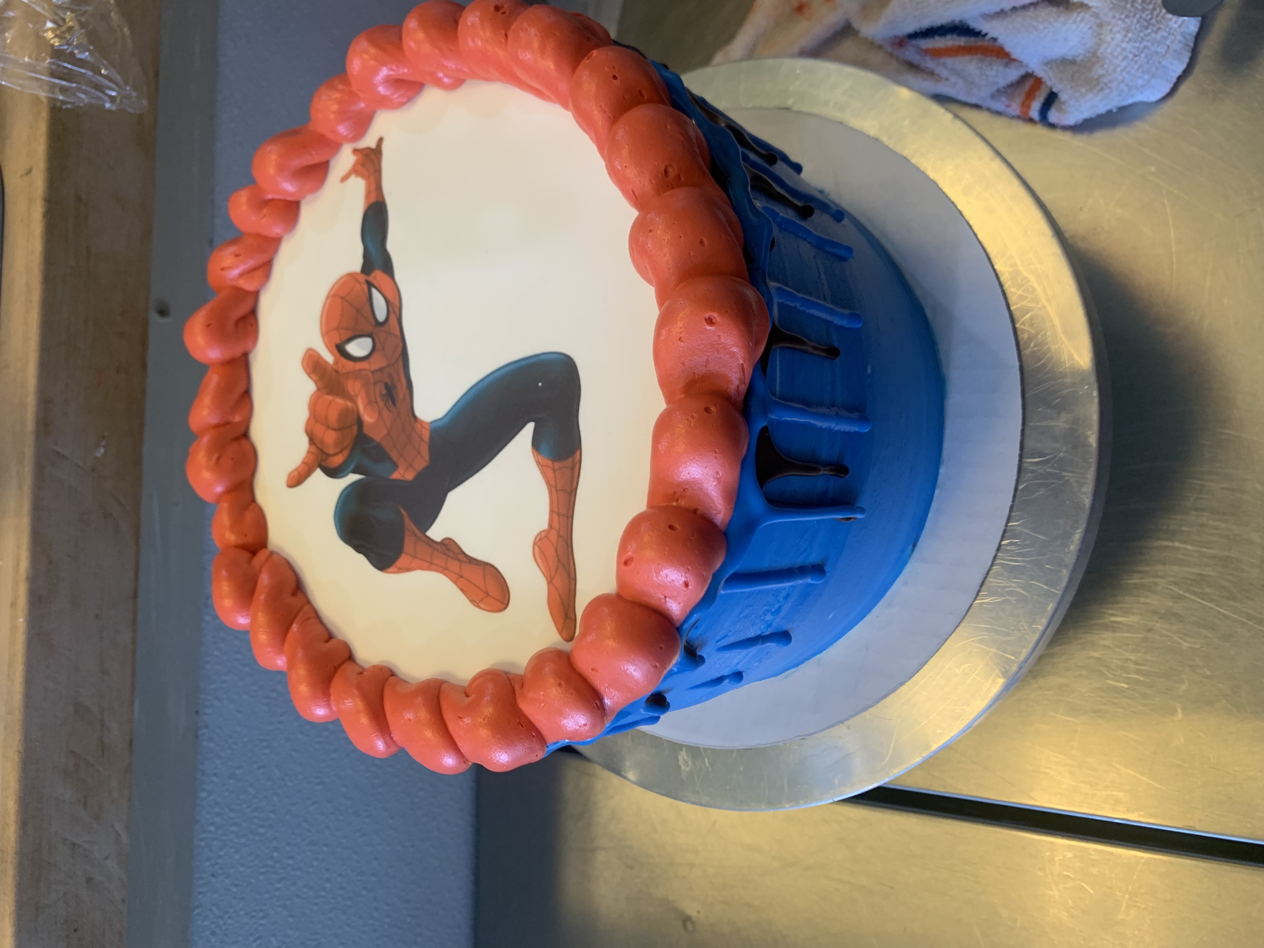 a large chocolate cake on a table