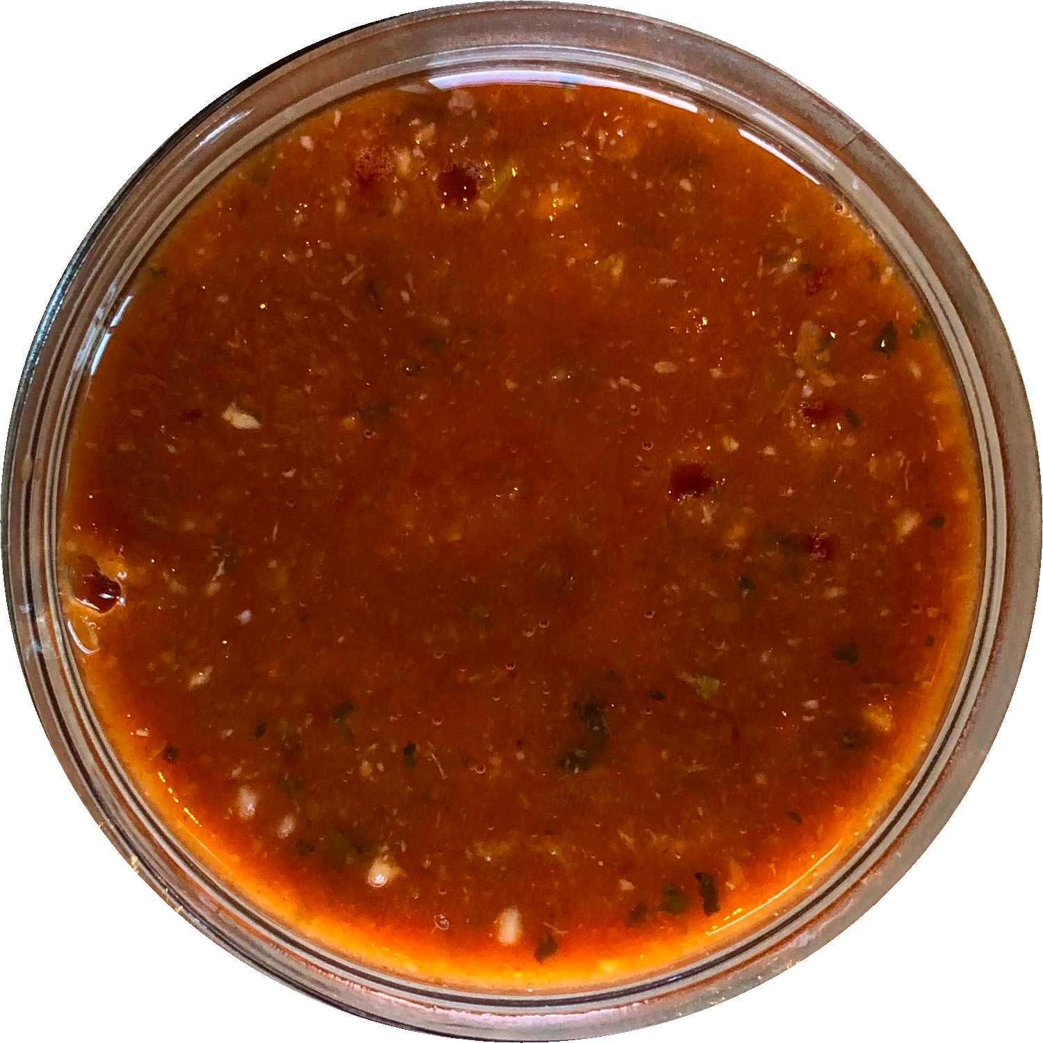 a close up of a sauce cup