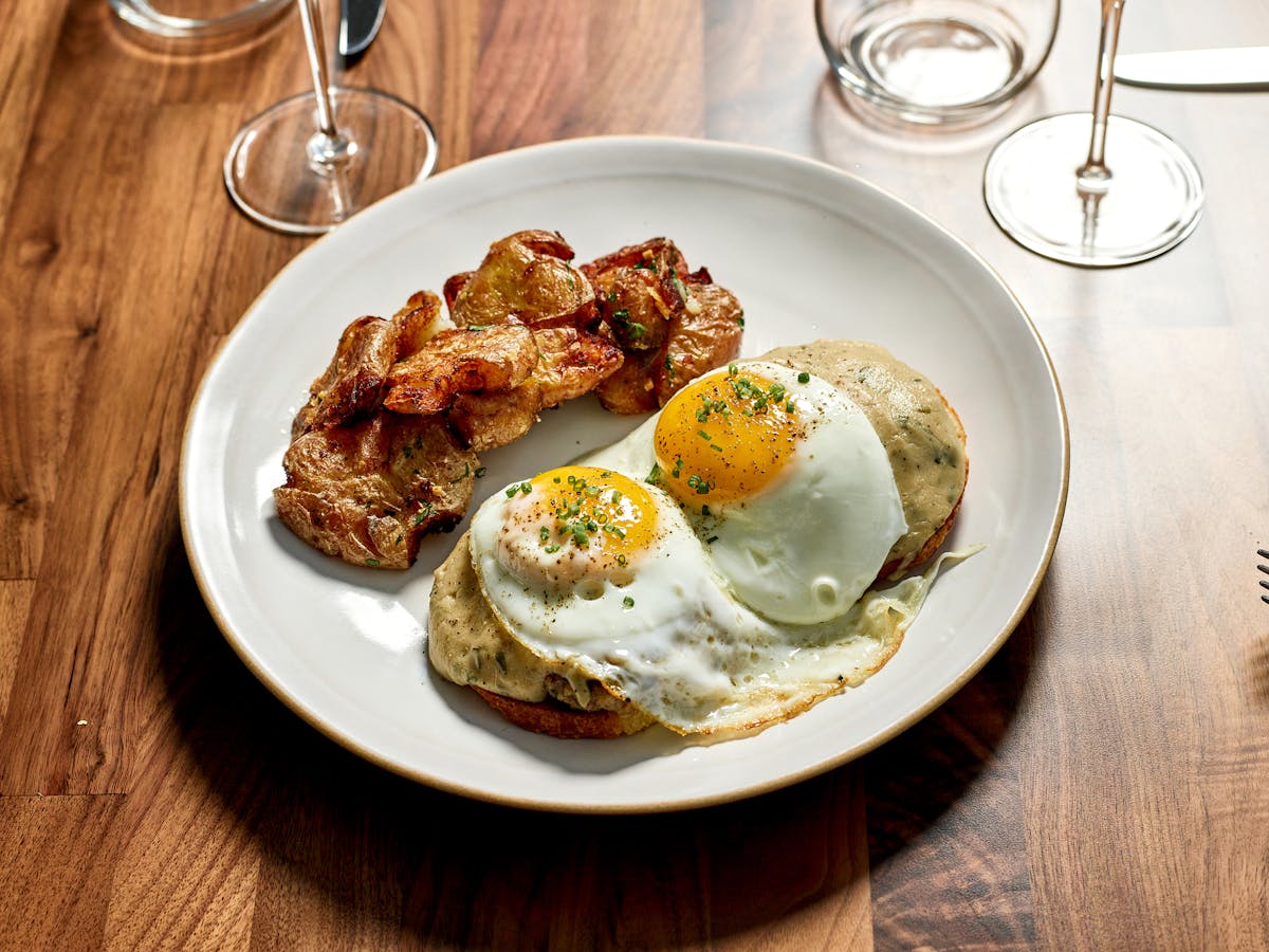 eggs Benedict on table