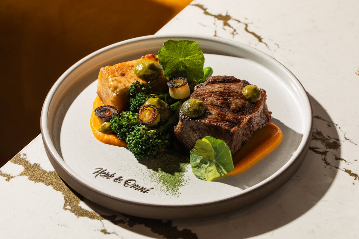 a plate of food with broccoli