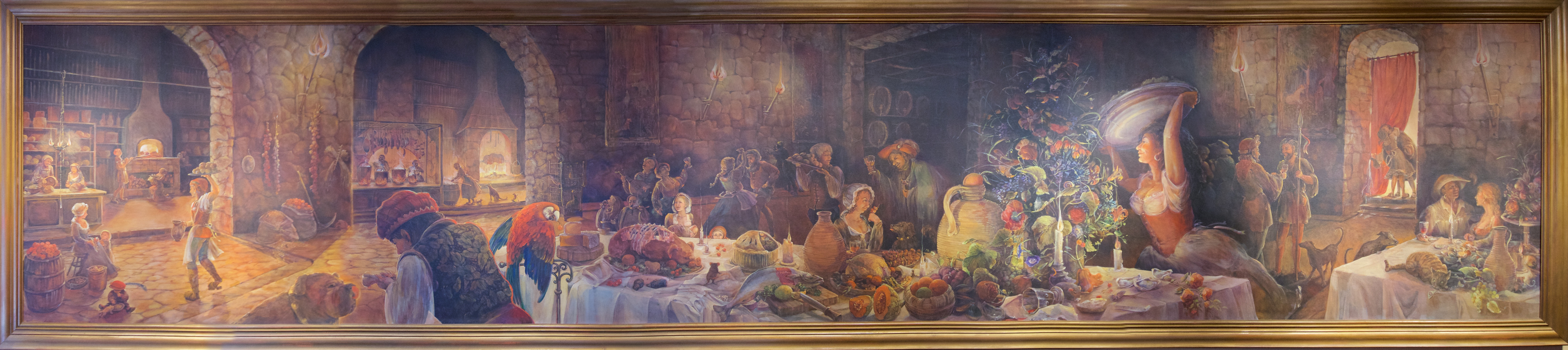 a group of people standing next to a fireplace