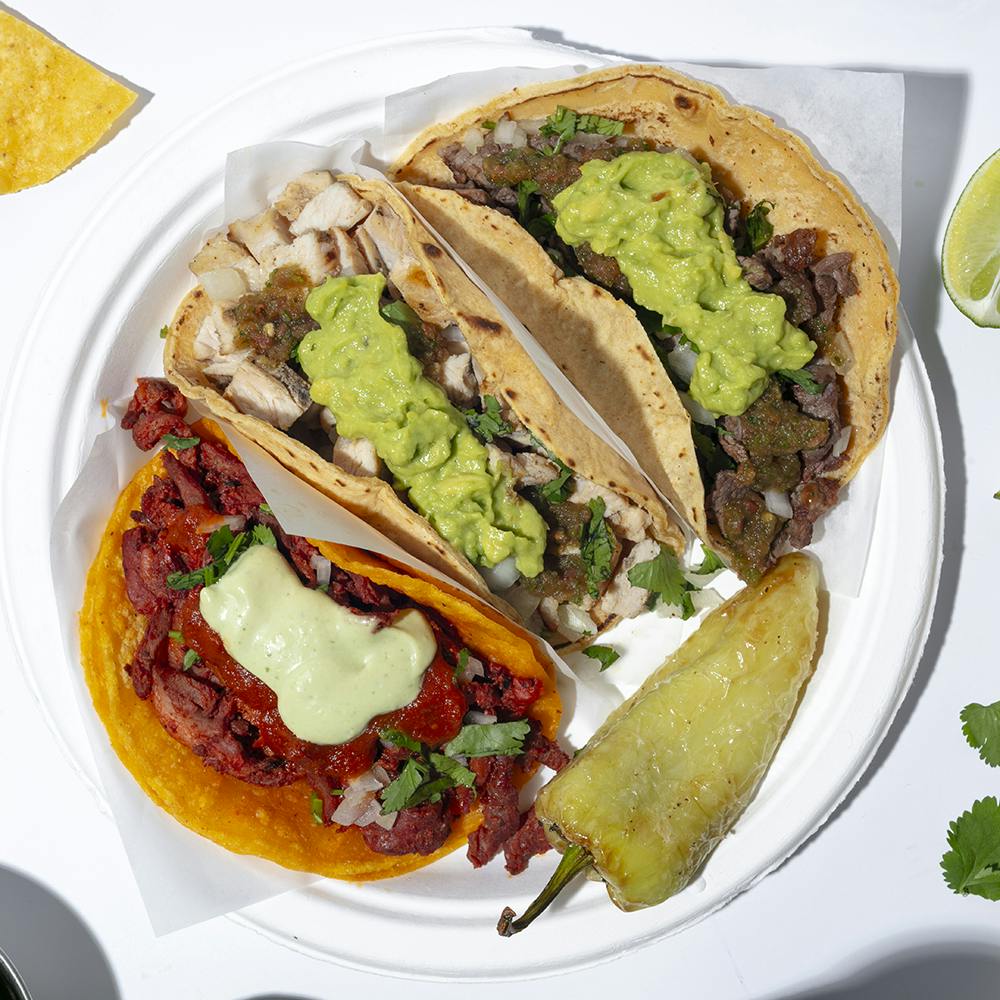 Three tacos served by the best taco restaurant near Cypress Northeast, Cypress CA.