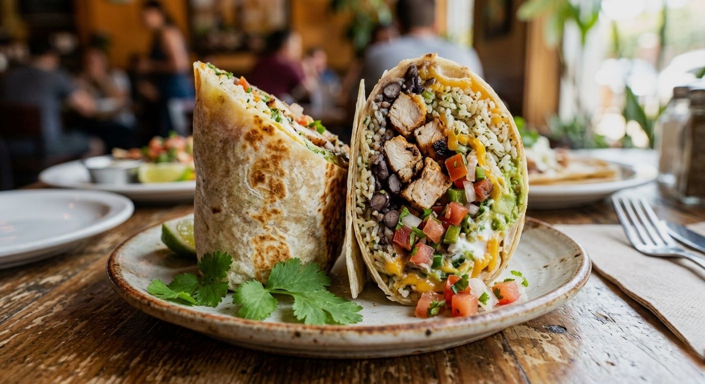 Best chicken burrito in Long Beach at Taco Masa — fresh grilled chicken, cilantro lime rice, black beans
