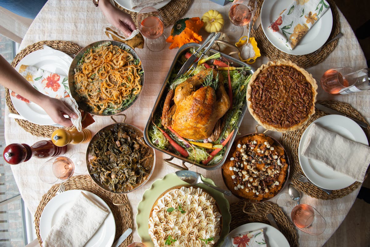 a variety of food on a table