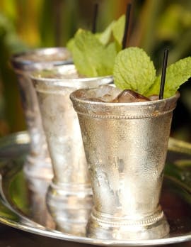 a glass cup on a table