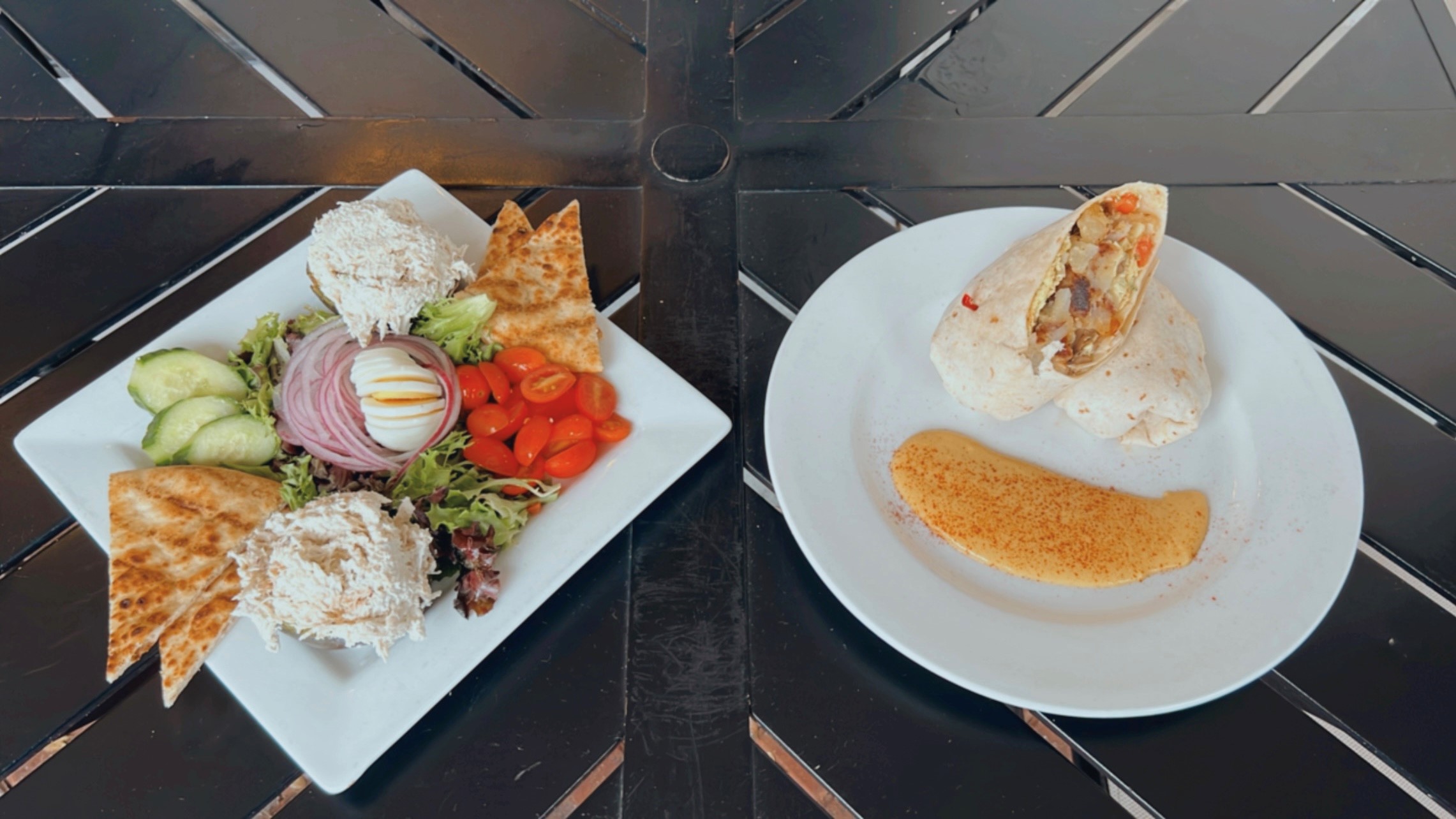 a tray of food on a plate