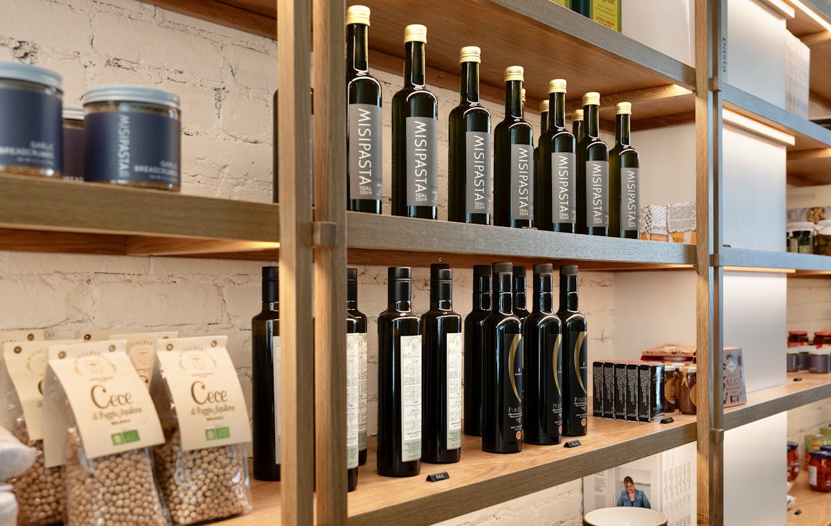 a bottle of wine on a shelf