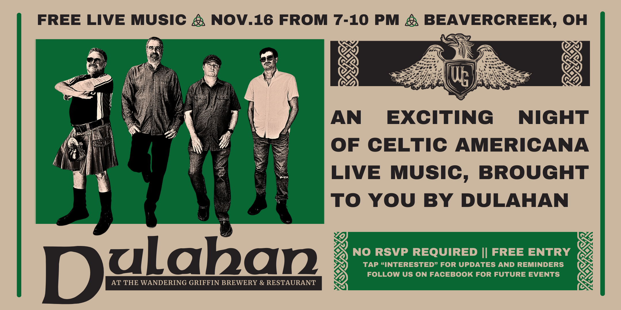 Celtic Americana Band Dulahan Free Concert Events