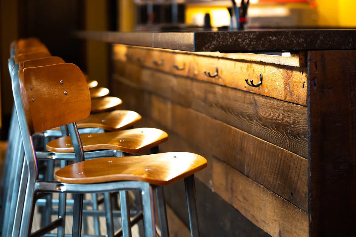 a row of barstools