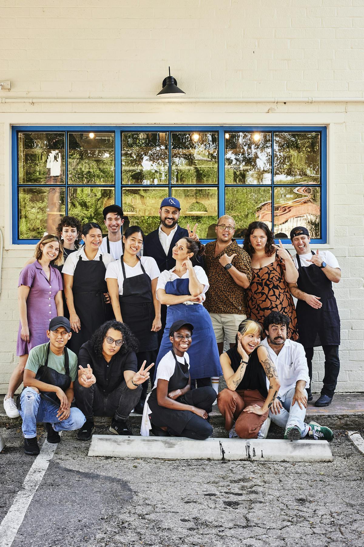 a group of people posing for a photo