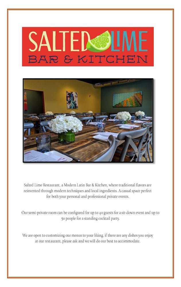 Party Packages Salted Lime Bar & Kitchen Latin American Food