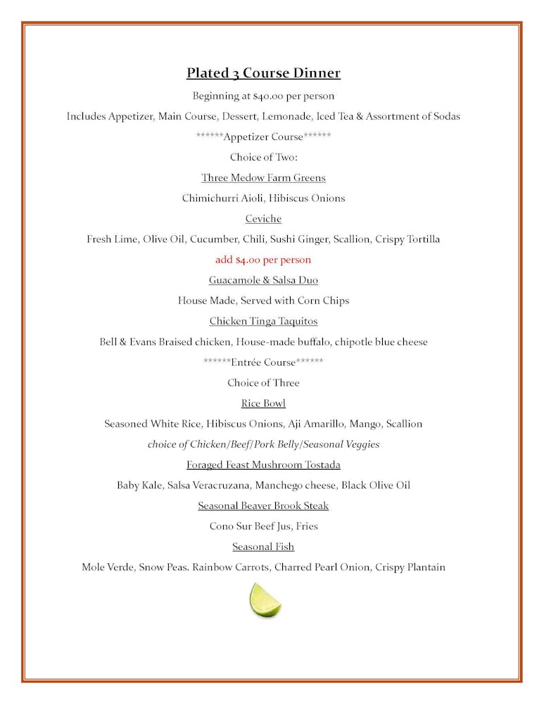 Party Packages Salted Lime Bar & Kitchen Latin American Food