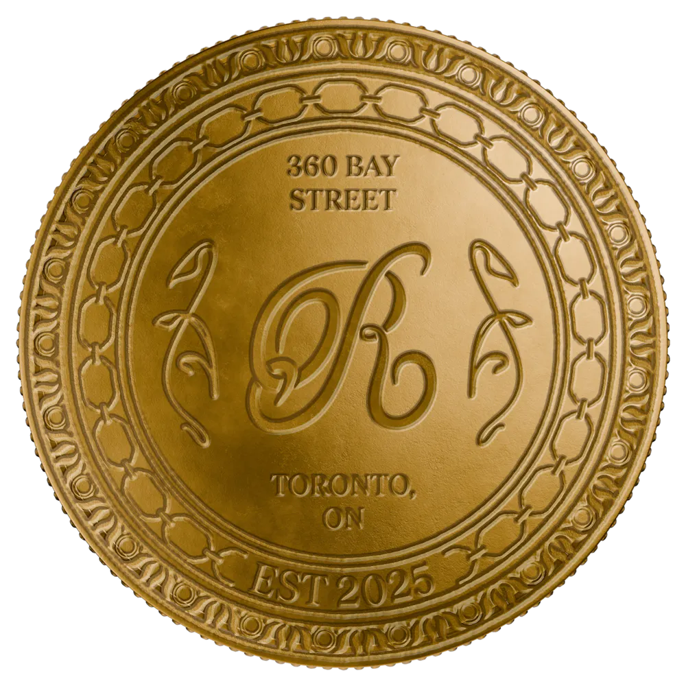 a gold coin with a black background