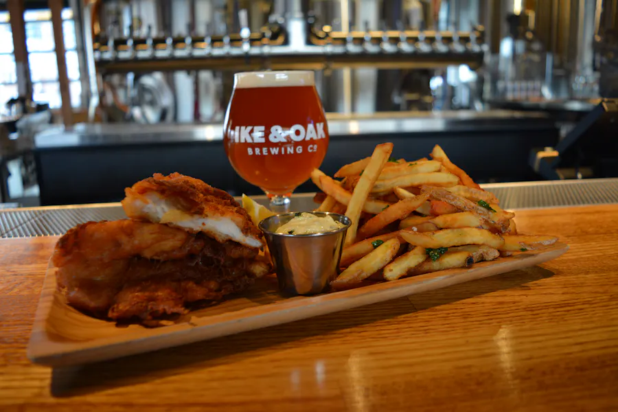 Friday Fish & Chips Special thru 4/10 Ike & Oak Brewing Co. in