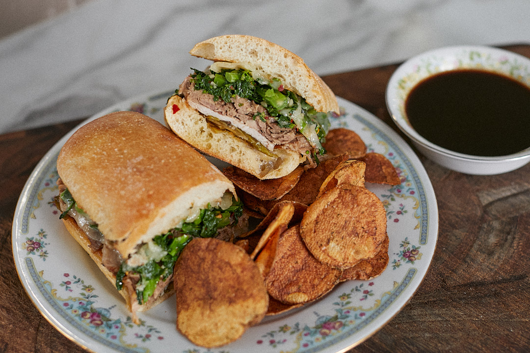 a sandwich cut in half on a plate