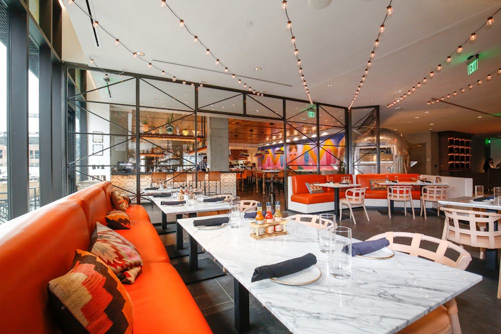 a large orange building