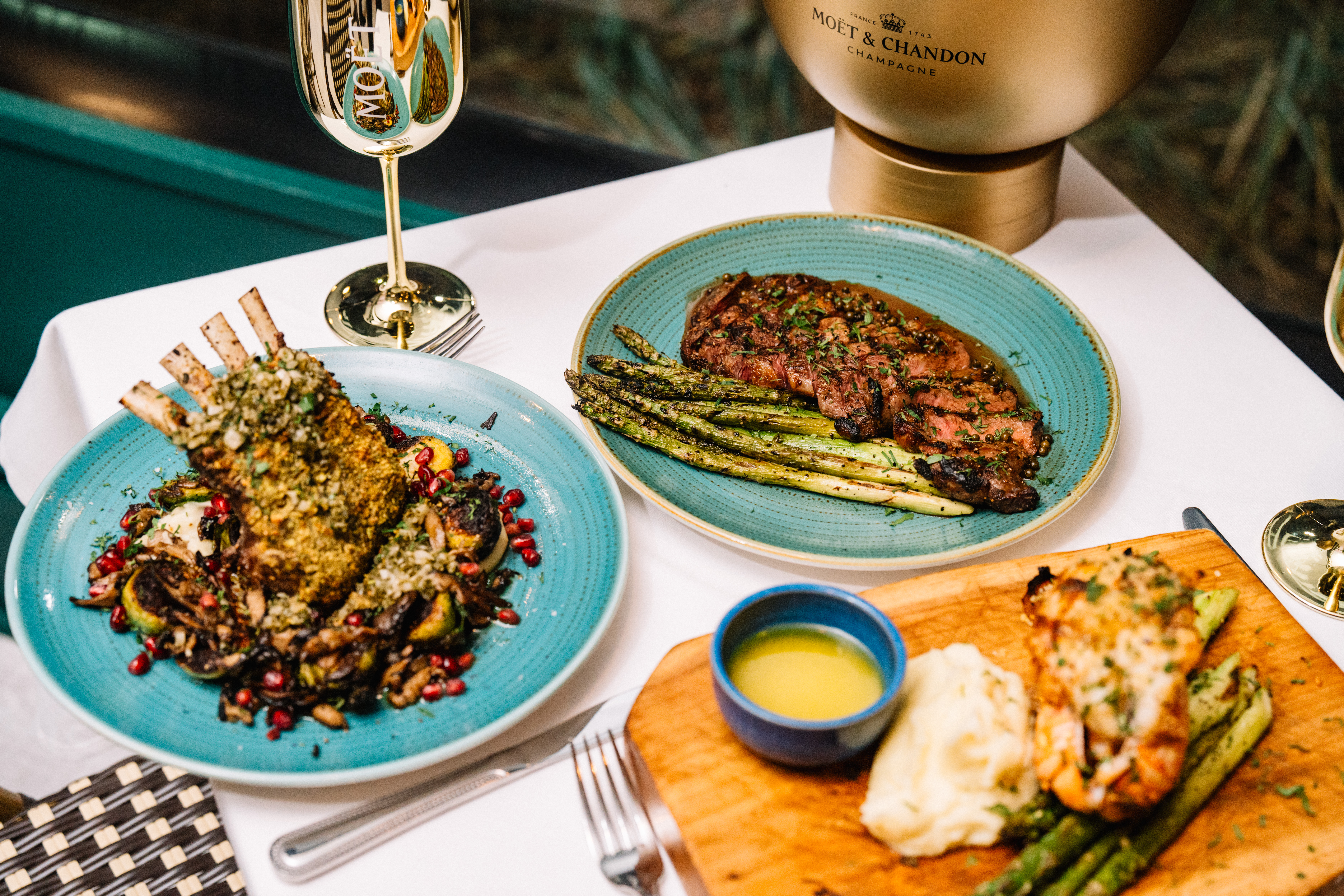 Champagne poured at the table for the Moët dining experience