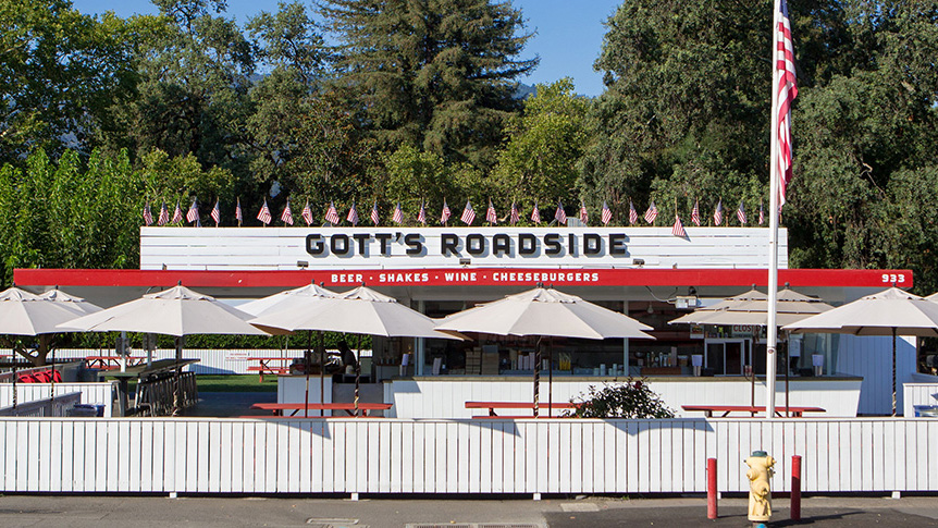 Close-up of Gott's original roadside diner in St. Helena