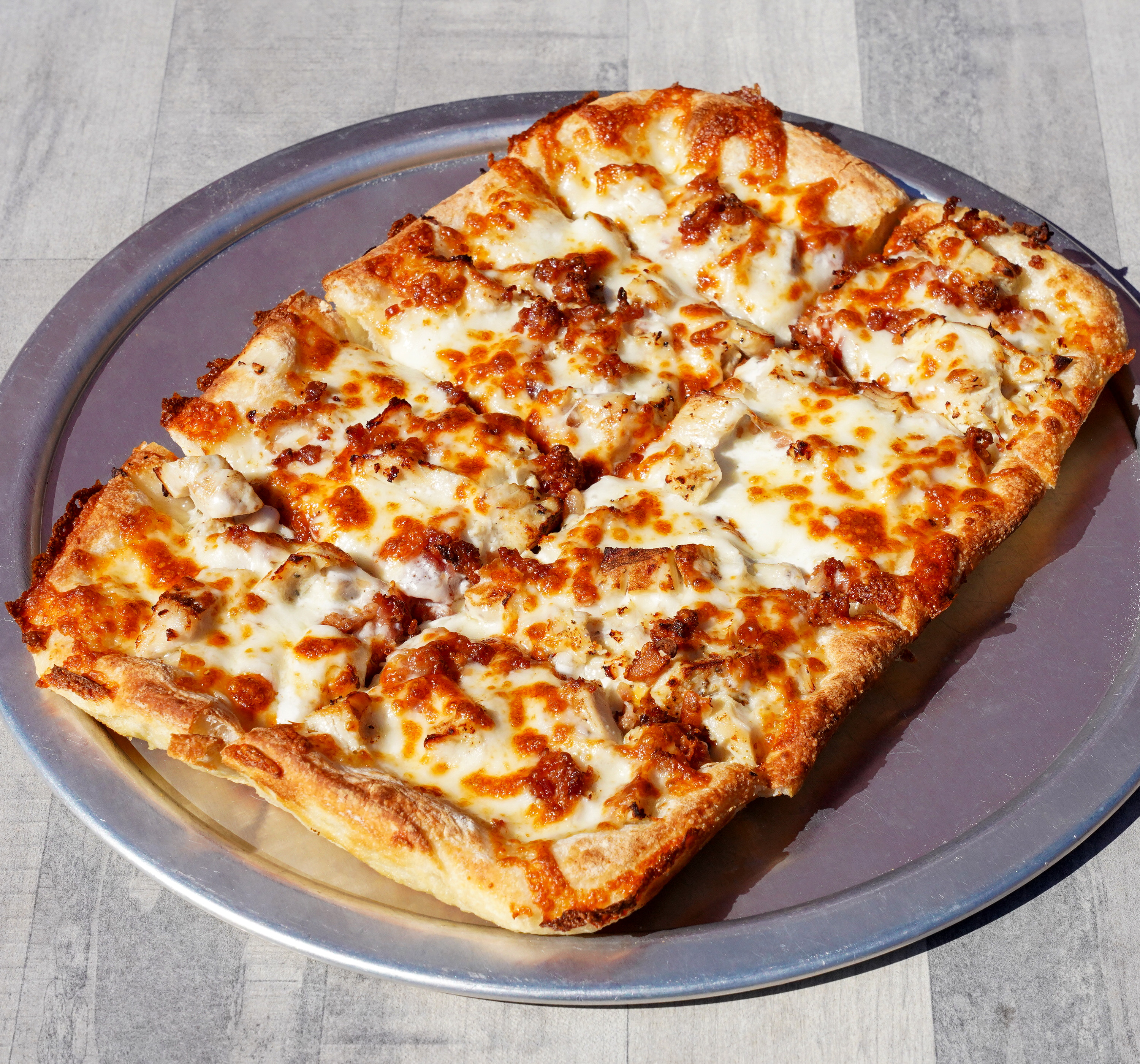 a pizza on a plate