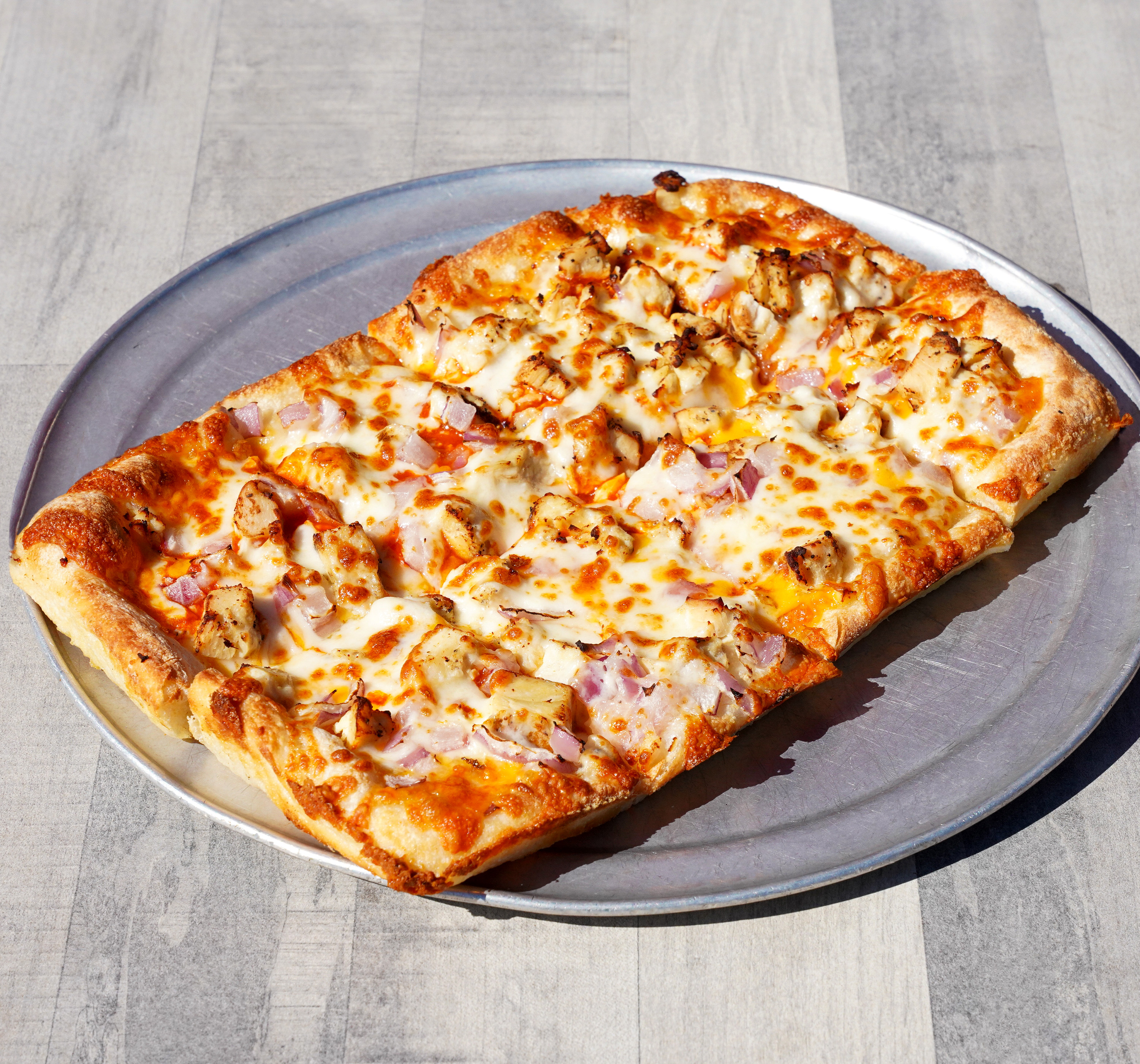 a pizza on a plate