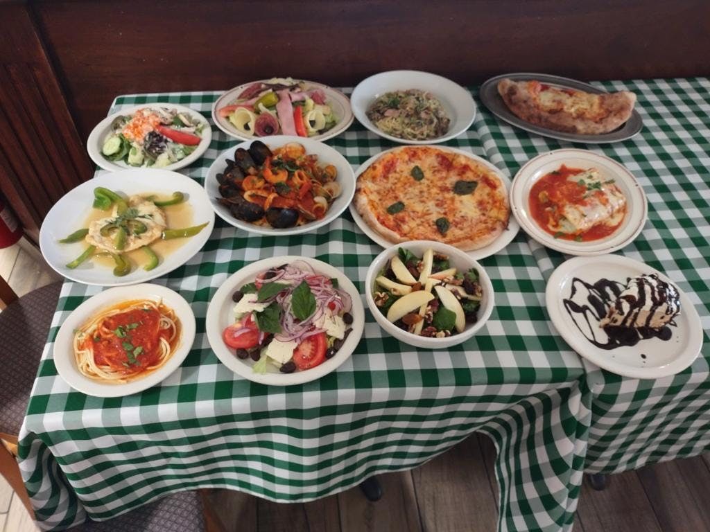a table topped with plates of food on a plate